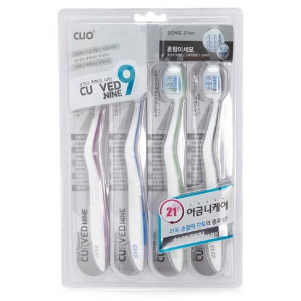 набор зубных щеток clio curved nine toothbrush 4
