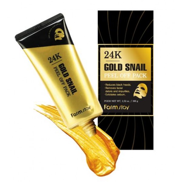 маска-пленка с золотом и муцином улитки farmstay 24k gold sn