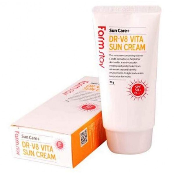 витаминизированный солнцезащитный крем farmstay dr-v8 vita s