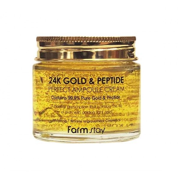 ампульный крем с золотом и пептидами farmstay 24k gold & pep