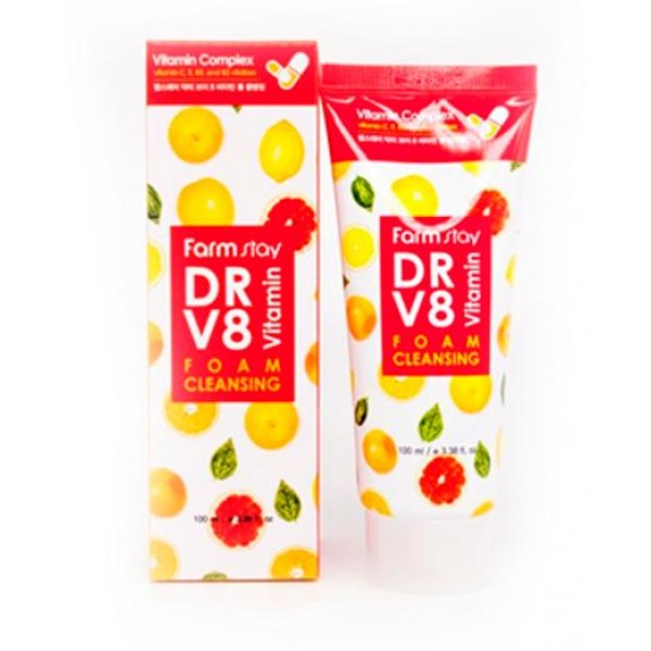 очищающая пенка с комплексом витаминов farmstay dr-v8 vitami