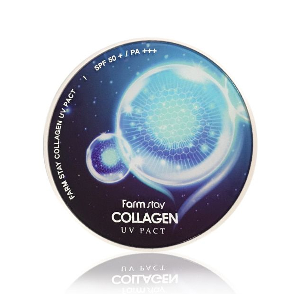 компактная пудра с коллагеном farmstay collagen uv pact spf5
