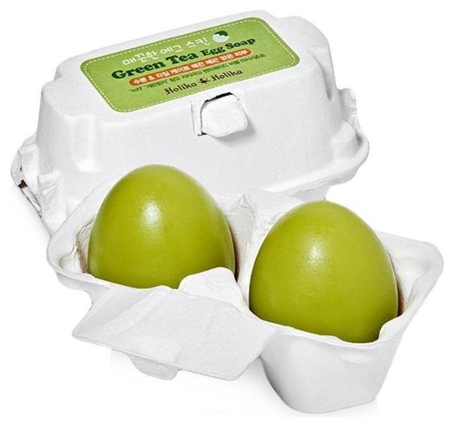 мыло-маска с зеленым чаем holika holika egg soap green tea
