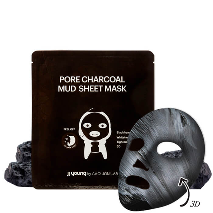 глиняная маска от черных точек с углем jj young pore charcoa