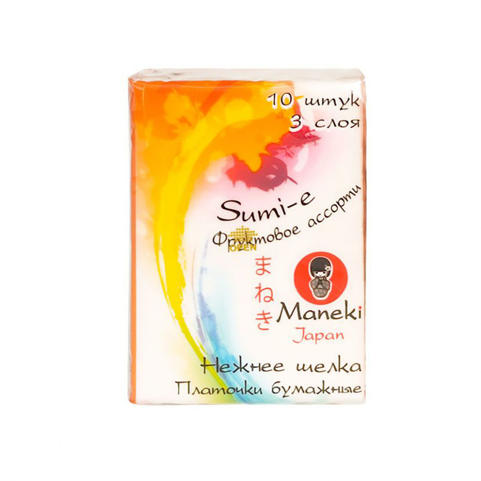 Maneki Платочки бумажные Sumi-e, с ароматом фруктов, 10х10 ш