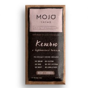 Шоколад горький 72% кешью и бурбонская ванил  MOJO Cacao (Мо