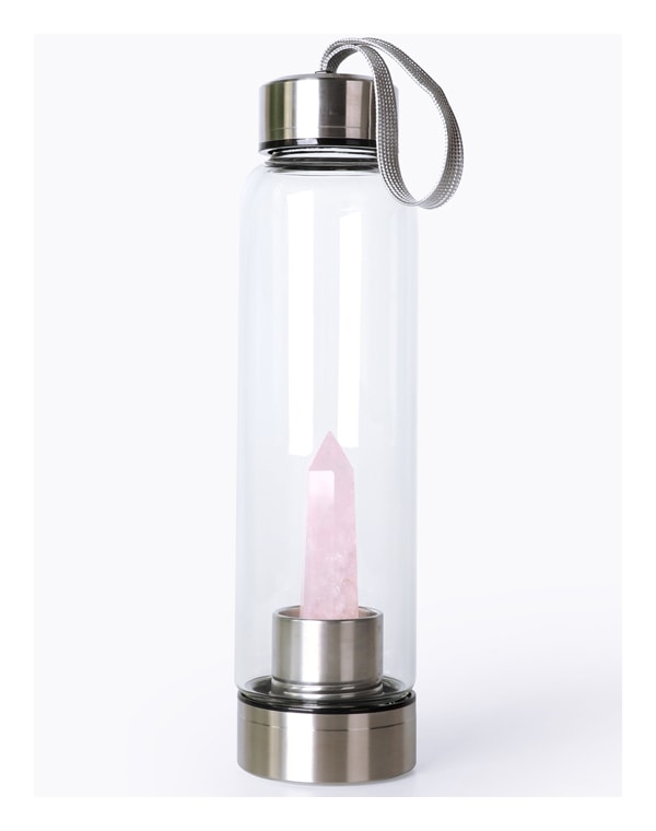Бутылка для обогащения воды с кристаллом розового кварца, Be