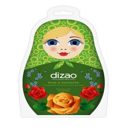 Dizao, Пузырьковая маска для лица «Роза и коллаген», 30 г