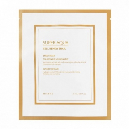 Missha, Маска для лица Super Aqua Cell Renew Snail, 28 г