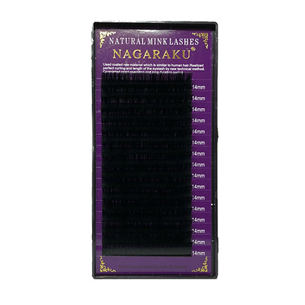 NAGARAKU, Ресницы на ленте Natural Mink, 14/0,07 мм, C-изгиб