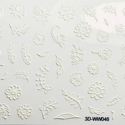 Anna Tkacheva, 3D-стикер №046 «Цветы. Листья», белый