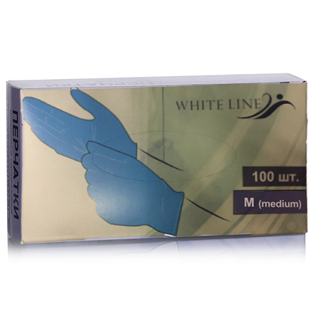 White Line, Перчатки нитриловые голубые M №50