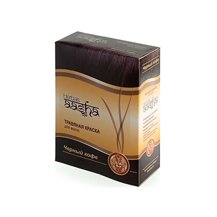 Aasha Herbals, Травяная краска для волос, черный кофе, 6х10 