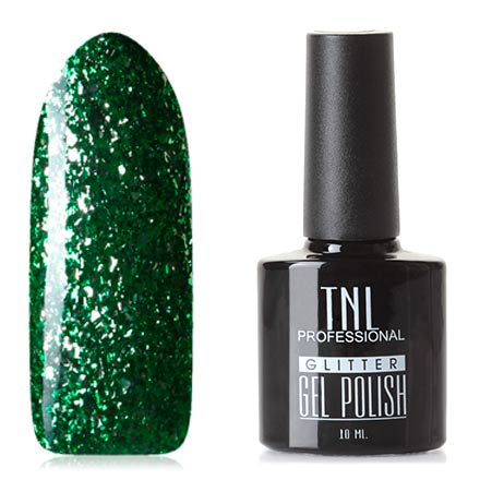 TNL, Гель-лак Glitter №35, Зеленый с крупным шиммером