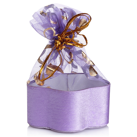 Коробка подарочная с мешком Цветок Фиолетовый, 10,5*10,5*4 с