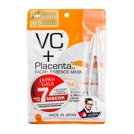 Japan Gals, Маска для лица VC+Placenta, 7 шт.
