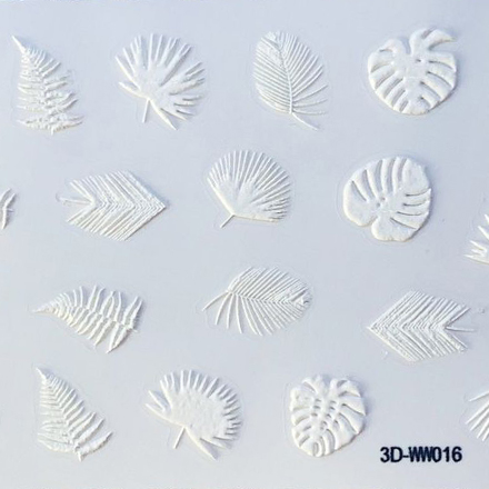 Anna Tkacheva, 3D-стикер №016 «Листья. Веточки», белый