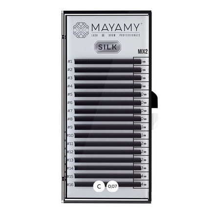 MAYAMY, Ресницы на ленте Silk Mix 2, C-изгиб, 0,07 мм