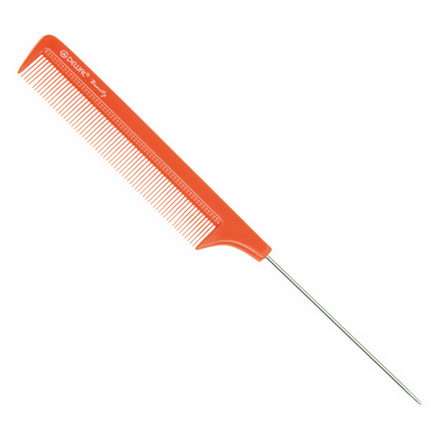 Dewal, Расческа с металлическим хвостиком, оранжевая, 22 см