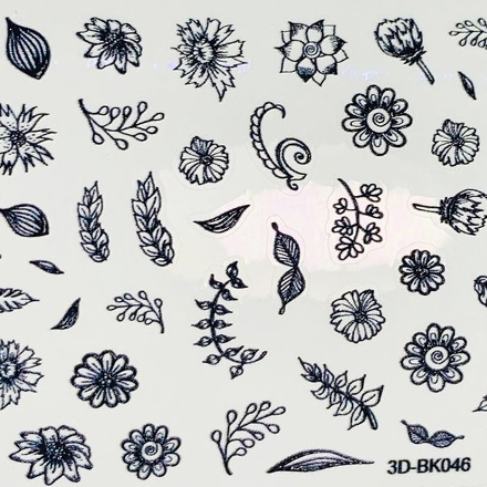 Anna Tkacheva, 3D-стикер №046 «Цветы. Листья», черный