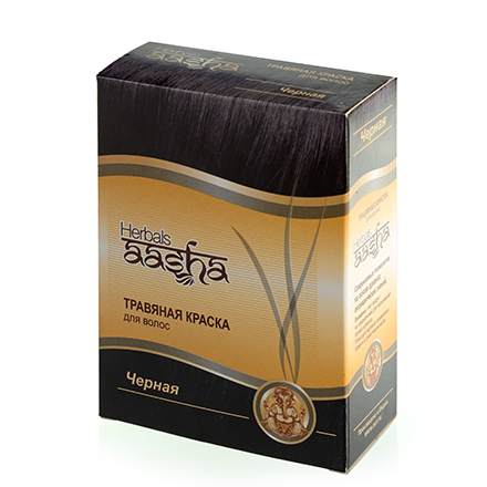 Aasha Herbals, Травяная краска для волос, черная, 6х10 г