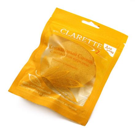 Clarette, Конжаковый спонж для лица, с экстратом куркумы
