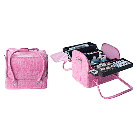 Сумка-чемодан розовая "Crocodile"