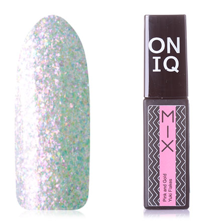 ONIQ, Гель-лак MIX №105s, Pink and Gold Yuki Flakes