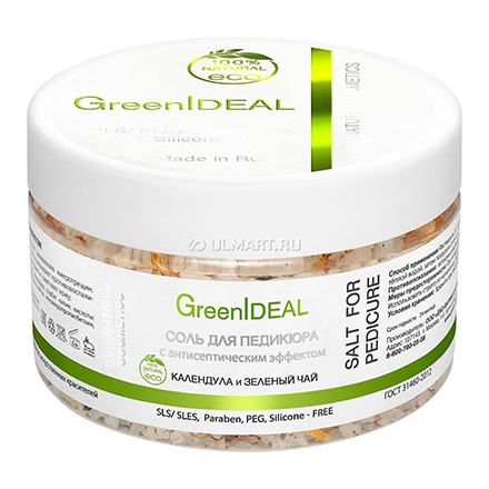 GreenIDEAL, Соль для педикюра «Календула и зеленый чай», 300