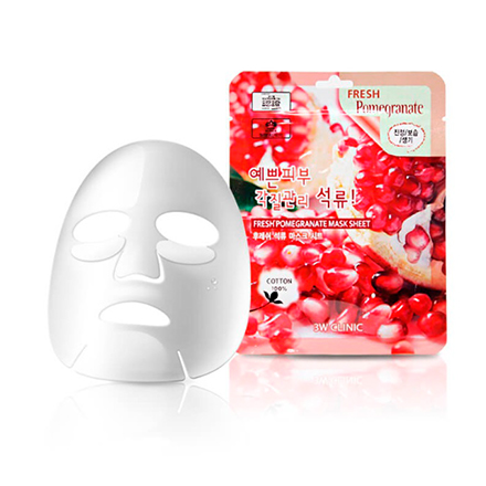 3W Clinic, Тканевая маска для лица Fresh Pomegranate, 23 мл