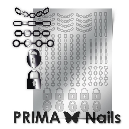 Prima Nails, Металлизированные наклейки UZ-01, серебро