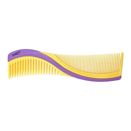 Clarette, Расческа двусторонняя для волос, желтая с фиолетов