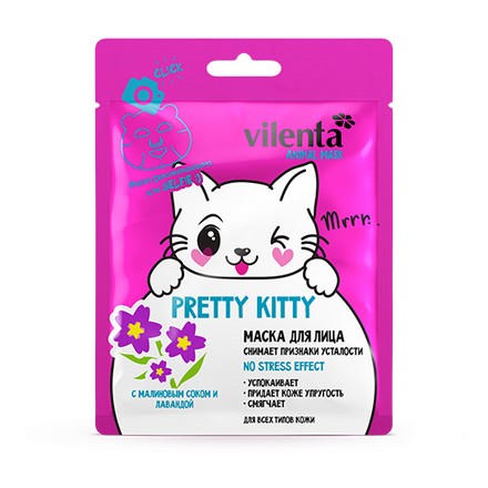 Vilenta, Тканевая маска для лица Pretty Kitty, 28 мл