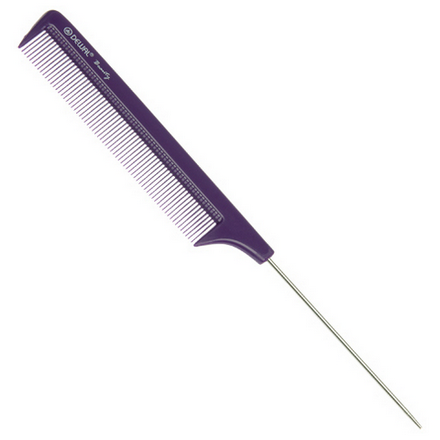 Dewal, Расческа с металлическим хвостиком, фиолетовая, 22 см