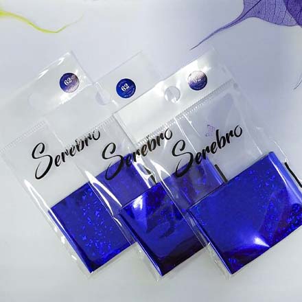 Serebro, Фольга для дизайна ногтей №62, синие голографически