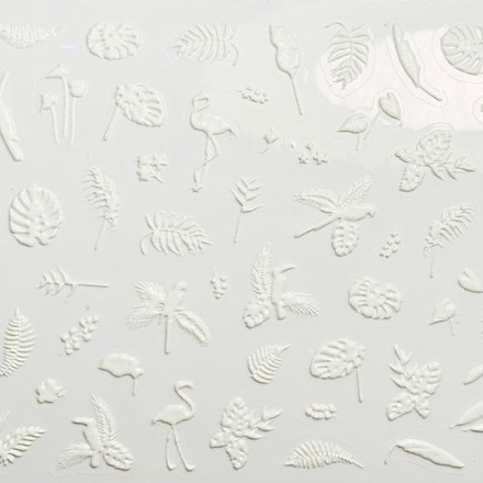 Anna Tkacheva, 3D-стикер №050 «Листья. Фламинго», белый