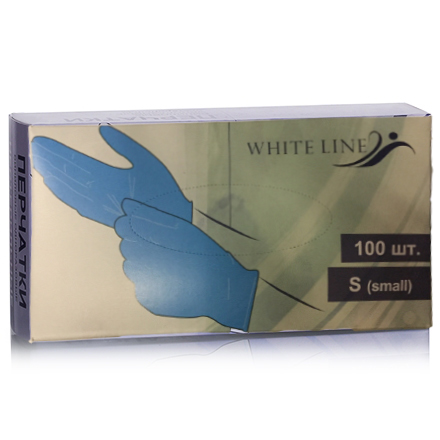 White Line, Перчатки нитриловые голубые S №50