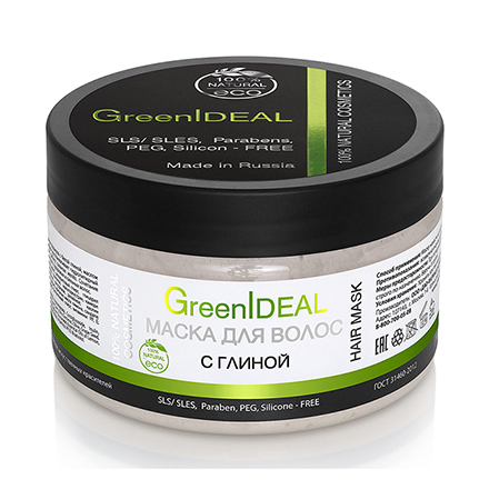GreenIDEAL, Маска для волос, с глиной, 230 г