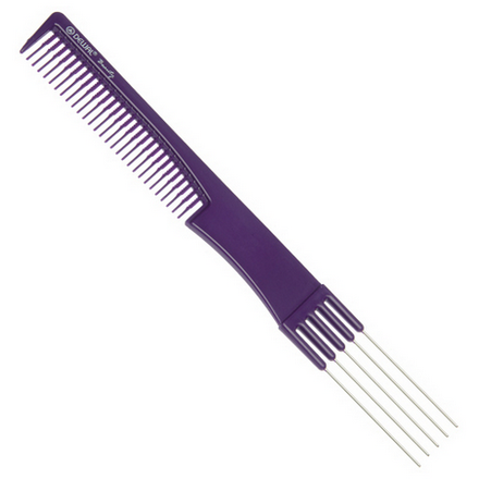 Dewal, Расческа с металлическими зубцами, фиолетовая, 19 см