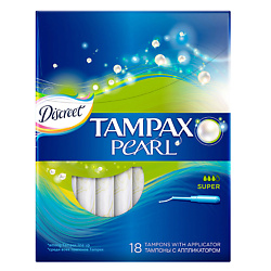 TAMPAX Discreet Pearl Тампоны женские гигиенические с апплик