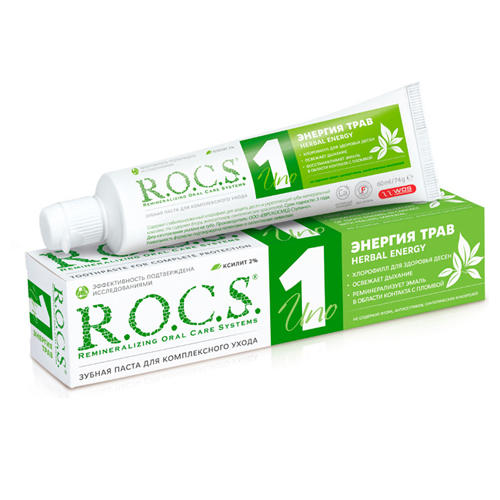 R.O.C.S Uno Herbal Зубная паста Энергия трав 74 гр (R.O.C.S,