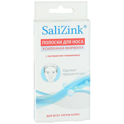 Salizink Полоски очищающие для носа с экстрактом гамамелиса,