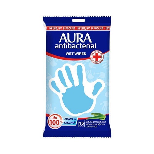 Aura Влажные салфетки антибактериальные Derma Protect с алоэ