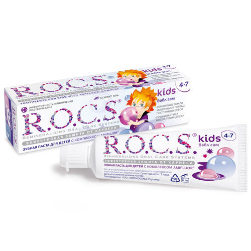 R.O.C.S. Зубная паста Рокс Бабл Гам 45 гр (R.O.C.S., Kids 3-
