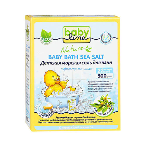 Baby line Детская морская соль для ванн c чередой в фильтр-п