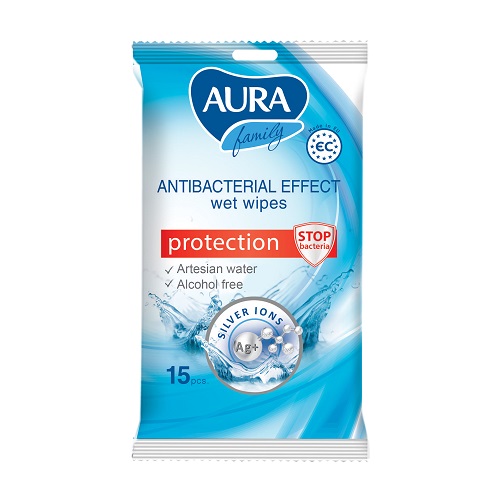 Aura Влажные салфетки c антибактериальным эффектом 15 шт (Au