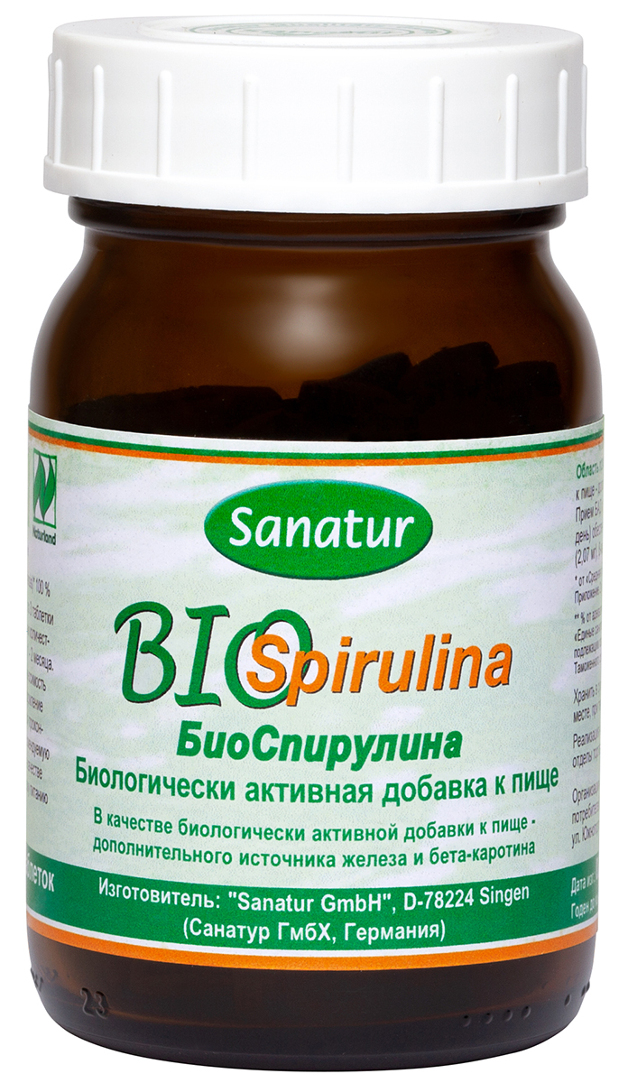 Sanatur БиоСпирулина 250 таблеток в стеклянной банке (Sanatu