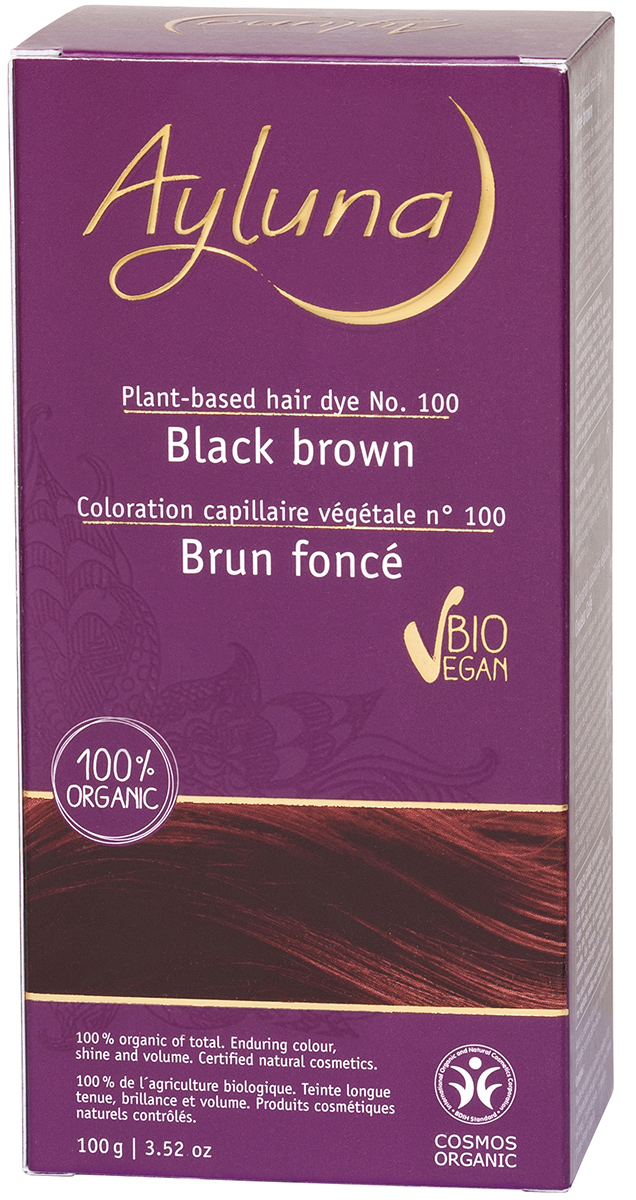 Ayluna Краска для волос №100 «черно-коричневый» растительная