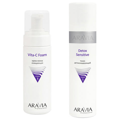 Aravia Professional Комплект Крем-пенка очищающая Vita-C Foa