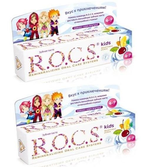 R.O.C.S. Комплект Зубная паста Рокс Для детей Фруктовый рожо